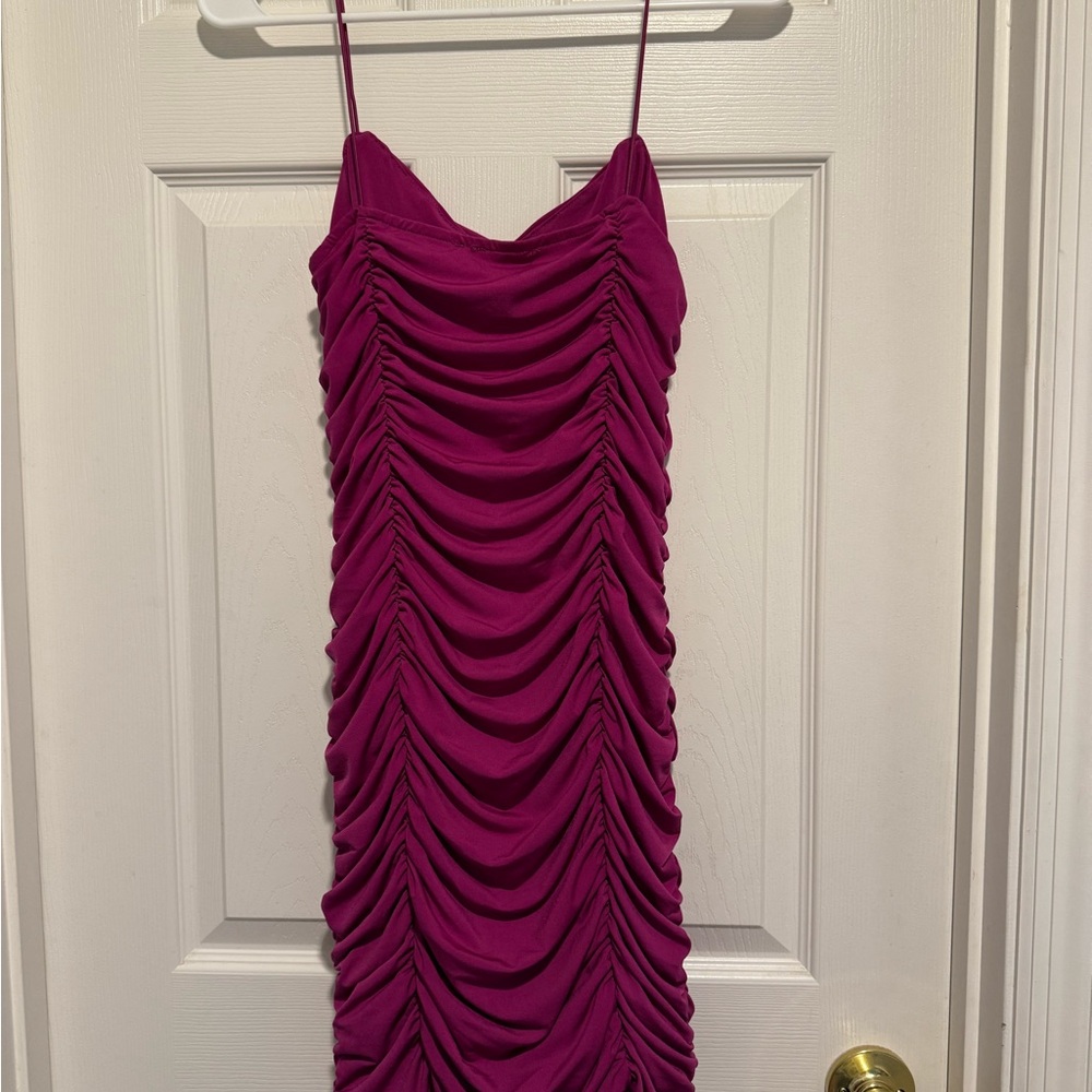 Blue Blush Pink Ruched Mini Dress Spaghetti Strap Cocktail